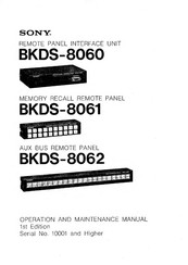 Sony BKDS-8060 Operation And Maintenance Manual