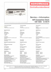 Nordmende CD1400 Service Information