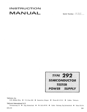 Tektronix 292 Instruction Manual