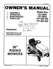MTD 137-380A Owner's Manual