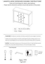 GFW JAKARTA LARGE SIDEBOARD Assembly Instructions Manual