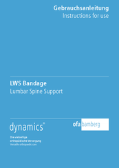 Ofa Bamberg dynamics Lumbar Spine Support Instructions For Use Manual