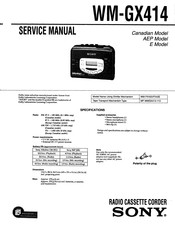 Sony Walkman WM-GX414 Service Manual