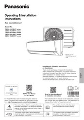 Panasonic CU-WU18BKY Series Operating & Installation Instructions Manual