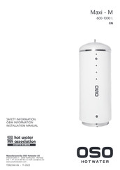 OSO HOTWATER Maxi M 1000 Installation Manual