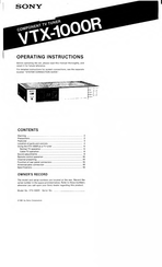 Sony VTX-1000R Operating Instructions Manual