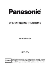 Panasonic TB-40S45AEY Operating Instructions Manual