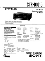 Sony STR-D1015 Service Manual
