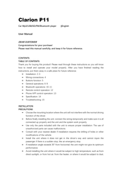 Clarion P11 User Manual