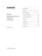 Siemens Reyrolle 7PG23 5B3 Device Manual