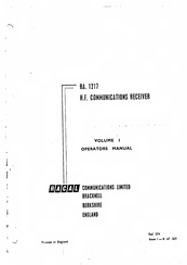 Racal Instruments RA 1217 Operator's Manual