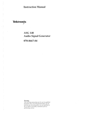 Tektronix ASG 140 Instruction Manual