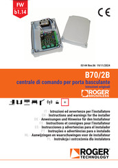 Roger Technology B70/2B Instruction And Warnings For The Installer