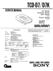 Sony WALKMAN TCD-D7 Service Manual
