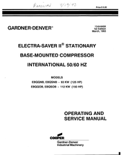 Cooper GARDNER-DENVER ELECTRA-SAVER II EBQSOB Operating And Service Manual