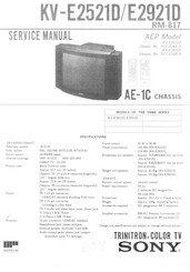 Sony TRINITRON KV-E2521D Service Manual