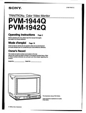 Sony TRINITRON PVM-1942Q Operating Instructions Manual