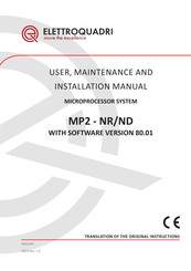ELETTROQUADRI MP2-ND User, Maintenance And Installation Manual