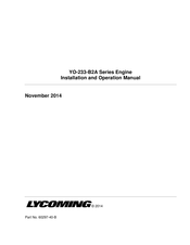 Lycoming YO-233-B2A Installation And Operation Manual