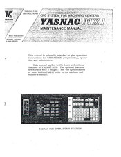 Yaskawa YASNAC MX1 Maintenance Manual