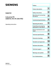 Siemens SIMATIC IPC PX-39A PRO Operating Instructions Manual