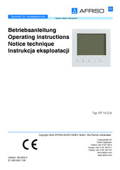 AFRISO CosiTherm RT 10 D-5 Operating Instructions Manual