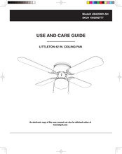 HAMPTON BAY LITTLETON UB42SWH-SH Use And Care Manual