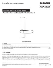Sargent ASSA ABLOY WD-7000 Series Installation Instructions Manual