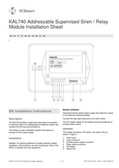 Utc Fire And Security Kilsen KAL740 Installation Sheet