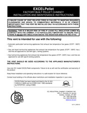 ICC EXCELPellet Installation And Maintenance Instructions Manual