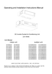 Gree GUHD60NM3AO Operating And Installation Instruction Manual