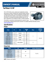 Franklin Electric Turf Boss FTB15CI Owner's Manual