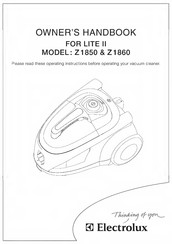 Electrolux Lite II Z1850 Owner's Handbook Manual