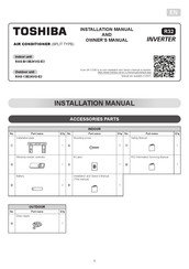 Toshiba RAS-13B2AVG-E2 Installation Manual And Owner's Manual