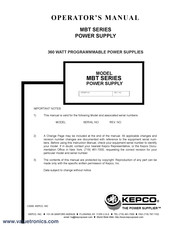 KEPCO MBT Series Operator's Manual