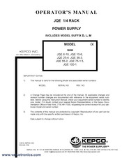KEPCO JQE 6-10 Operator's Manual