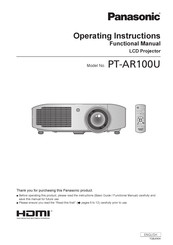 Panasonic PT-AR100U Operating Instructions Manual