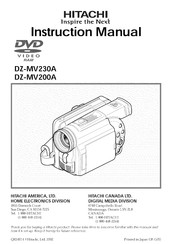 Hitachi DZ-MV230A - Camcorder Instruction Manual