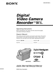 Sony DCR-TRV22 - Digital Handycam Camcorder Operating Instructions Manual
