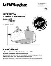 Chamberlain LiftMaster Elite Security+ 3850-267 Owner's Manual