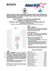 Bosch Aqua Star 125B LPL Installation And Operating Instructions Manual