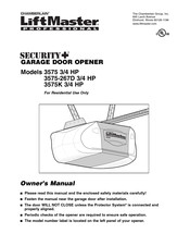 Chamberlain LiftMaster SECURITY+ 3575 Owner's Manual