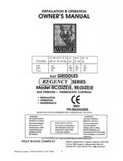 Wolf Regency RE72E Installation & Operation Owner's Manual
