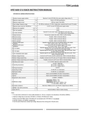TDK-Lambda HFE1600-S1U Instruction Manual