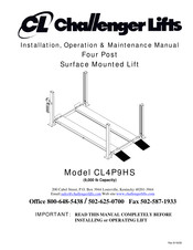 Challenger Lifts CL4P9HS Installation, Operation & Maintenance Manual