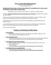 Bally ALPHA Quick Start Manual
