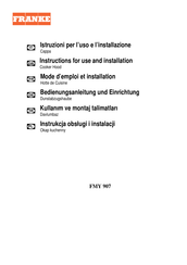 Franke FMY 907 Instructions For Use And Installation