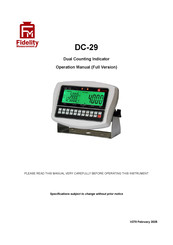 Fidelity Measurement DC-29 Operation Manual