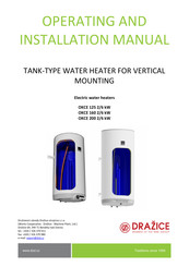 Drazice OKCE 125 2/6 kW Operating And Installation Manual
