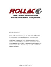 ROLLAC Shutters Owner's Manual